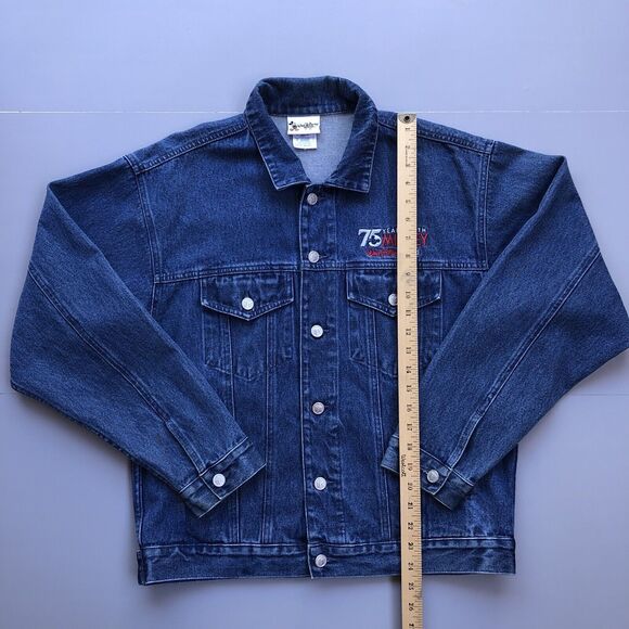 Vintage Mickey Mouse Men Small 75th Anniversary Denim Jean Jacket Disney World - Picture 5 of 12